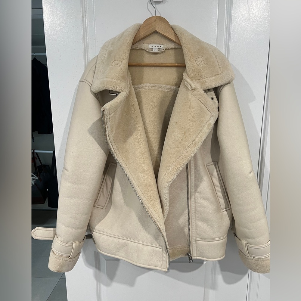 Topshop Aviator Jacket | Cream